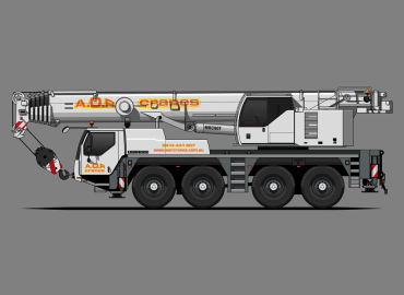 White 60 tonne liebherr all terrain crane with AOR cranes logo