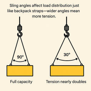 sling angles affect on load distribution